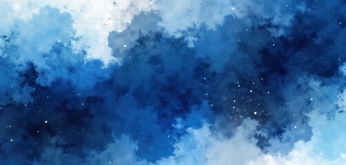 Aufkleber - Abstract artistic illustration shows deep navy blue backdrop. Grunge texture creates dramatic look. Soft holographic effects hint at underwater space scenery. Whitish highlights suggest stars light.