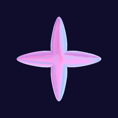 Wall Mural - 3d holographic stars in pink chrome with geometric shapes, designed for futuristic and tech aestheti