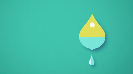 Poster - Minimalist Water Drop Design in Bright Colors on Teal Background