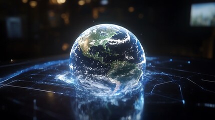 Poster -  A holographic interface that displays weather patterns across a holographic Earth