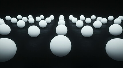 Poster - Futuristic Abstract Scene of White Spheres on Dark Background for Creative Design