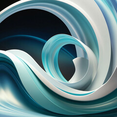 Poster - Swirling Abstract Design With Shades of Blue and White, Creating a Dynamic and Fluid Visual Effect in Modern Art