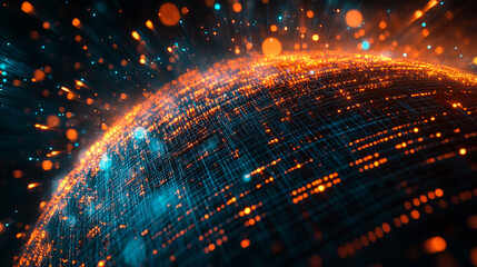 Poster - Internet connection world map with neon light effects, Internet, business, technology and network concept background with glowing effects, Advanced data visualization applied to technological design.