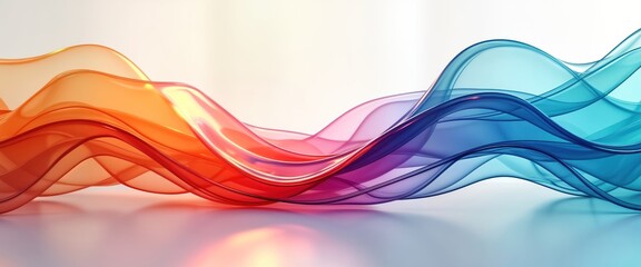 Poster - Abstract design with flowing colorful lines, glass-like texture. Dynamic, vibrant colors in modern style create wave-like effect. Illustration template for backgrounds, wallpapers presentations.