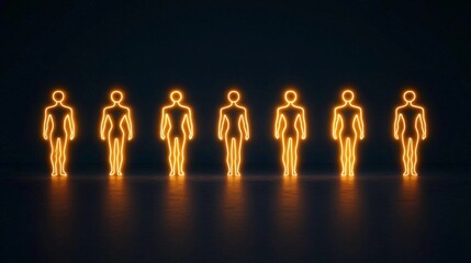 Poster - Illuminated silhouette figures in a line against a dark background.