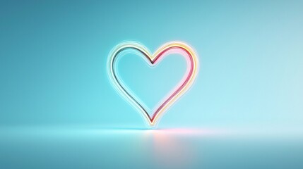 Poster - A glowing heart shape on a soft blue background, symbolizing love and affection.