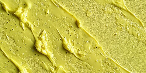 Poster - Yellow paint with a brush stroke on a wall