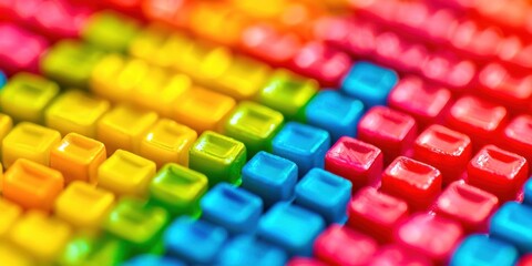 Poster - Colorful image of a keyboard with many different colored squares