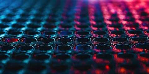 Poster - Close up of a patterned surface with a blue and red background