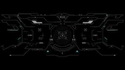Leinwandbilder - HUD Futuristic Elements Scan Monitor User Control Interface Protection Screen Panel. Security Scifi Motion Hologram Concept With Hi Technology Future Frame.