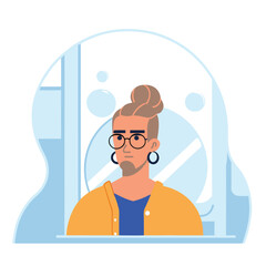 Wall Mural - Hipster man in glasses. Vector illustration in flat style.