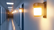 © Owl.Studio - Wall mounted emergency light illuminating hallway with dual beams