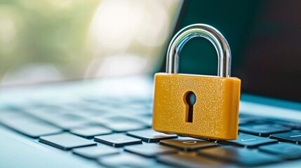 Poster - a padlock on a laptop keyboard, symbolizing security and data protection.