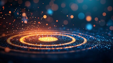 Poster - Vibrant abstract background with glowing circles and particles in a cosmic style.