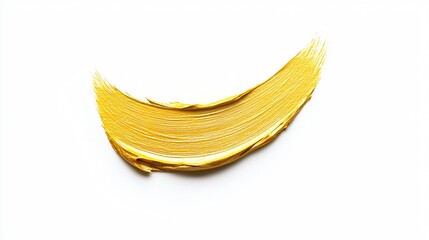 Poster - Golden paint stroke on a white background, showcasing texture and color.