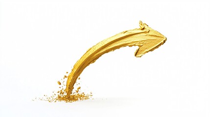 Poster - Golden arrow shape splashing against a white background.