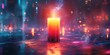© Oleksandr - Vibrant candlelight amidst a surreal urban landscape at night, creating an enchanting atmosphere of mystery