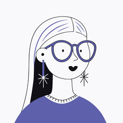 Wall Mural - Girl in glasses with a magic wand. Vector illustration in a flat style.