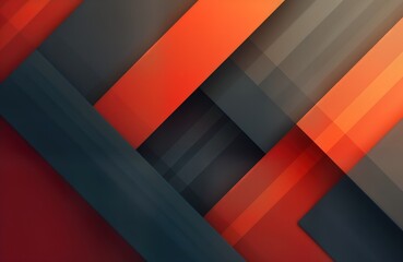 Poster - Abstract pattern of overlapping angular squares. Geometric design using shades of grey red, orange. Modern, retro style. Artistic, colorful illustration. Great for wallpapers backgrounds textures