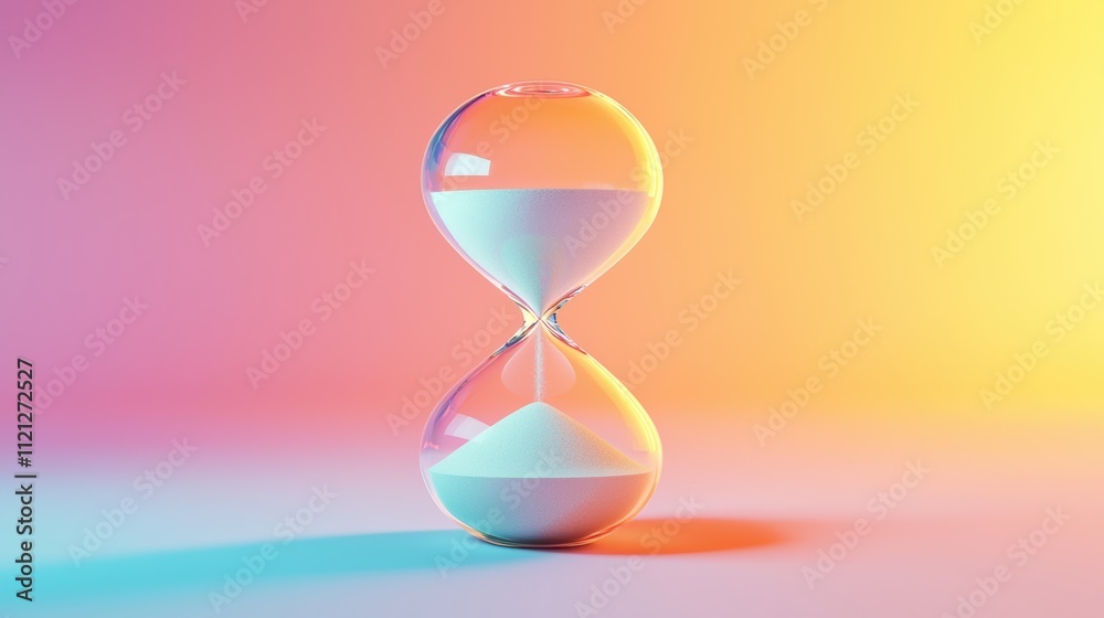 Hourglass timer symbolizing time management abstract background digital ...