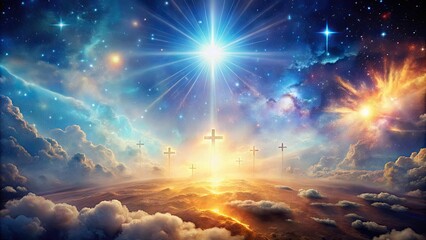 Wall Mural - religious celestial sky with aura of soul , heavenly, ethereal, spiritual, divine, aura, bright, glo