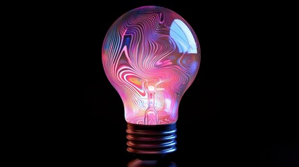 Fototapete - Illuminating action colorful light bulb design showcase in studio environment abstract view