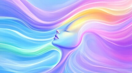 Poster - Ethereal Woman with Flowing Hair in Dreamy Colorful Swirls Artwork