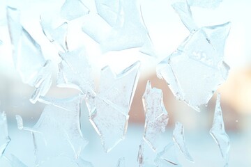 Poster - Intricate Frost Patterns on Window Glass Capturing Winters Beauty and Texture