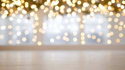 Poster - Elegant Christmas Lights Bokeh Background in a Modern Conference Setting