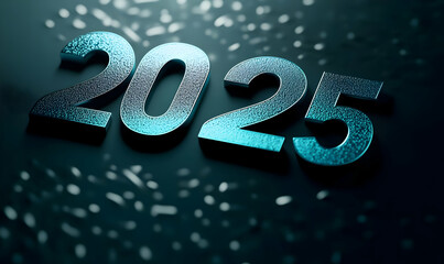 Poster - A stylized representation of the year 2025 with a textured, glowing effect.
