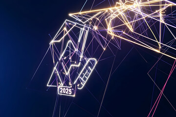 Poster - Abstract digital representation with a futuristic design featuring the year 2025.