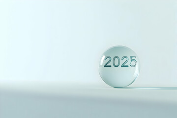 Poster - A transparent sphere displaying the year 2025, symbolizing future aspirations and goals.
