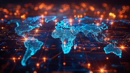 world map on a technological background. best internet concept of global business.