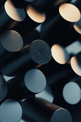 Poster - Abstract Blue and Beige Cylindrical Forms with Soft Lighting