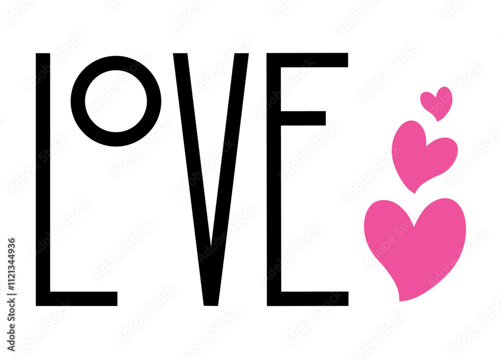 Banner con palabra love en tipografía lineal alargada con silueta de ...