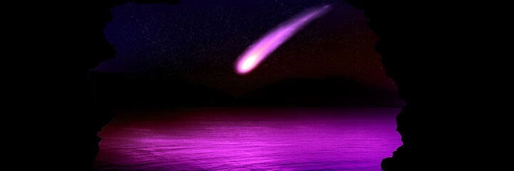 Wall Mural - Space scene with a meteorite