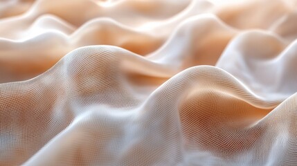 Poster - Soft waves of translucent fabric create an enchanting play of light and shadow, inviting touch and evoking a sense of tranquility in a cozy atmosphere