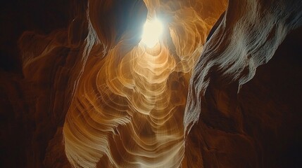 Poster - Breathtaking light filters through the narrow passage of Antelope Canyon, revealing intricate, swirling patterns carved into the sandstone by years of erosion and natural elements