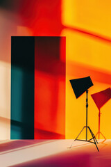 Poster - Vibrant Studio Lighting with Bold Orange and Red Color Scheme