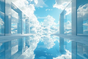 Wall Mural - surreal architectural space with reflective water