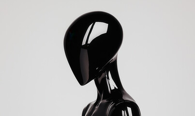Poster - Sleek Black Mannequin on Minimalist Background with Modern Aesthetic