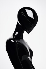 Poster - Futuristic Black Mannequin with Glossy Finish Against Minimalistic White Background