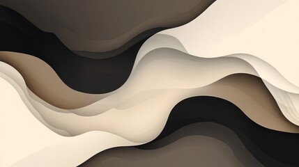 Aufkleber - Flowing and interconnected shapes in varying shades of brown and cream blend seamlessly, inviting tranquility and warmth into any space while enhancing the overall aesthetic of the decor