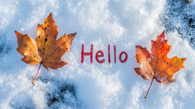 Red and orange leaves spell 