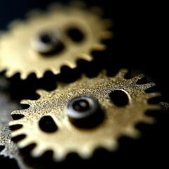 Poster - Close-Up View of Intricate Metallic Gears with Textured Surface