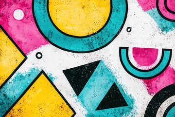 Poster - Vibrant Geometric Shapes on Textured Background in Bold Colors