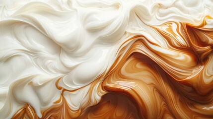 Poster - A captivating display of swirling liquid textures blends rich browns and creamy whites, creating a dynamic and artistic visual delight