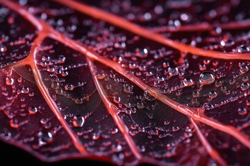 Poster - A zoomed-in view of water droplets on a leaf, creating a natural dotted pattern