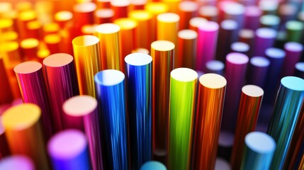 Aufkleber - Vibrant Colorful Cylinders Creating Artistic Background Design
