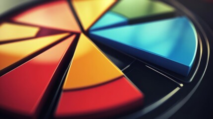 Aufkleber - Colorful Pie Chart Segments with Dramatic Lighting and Shadows